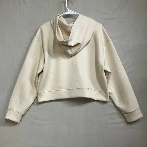 A New Day Women's Large Cream Double Knit Full Zip Hoodie Sweatshirt Long Sleeve - Picture 7 of 10